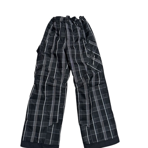 Obermeyer Kids Plaid Snow Pants Black and White Skiing Snowboard Size 12 Winter - Picture 1 of 9